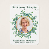 Elégant Eucalyptus Photo Funeral Prayer Card (Devant)