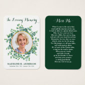 Elégant Eucalyptus Photo Funeral Prayer Card (Devant & derrière)
