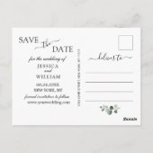 Elegant Eucalyptus PHOTO Weddenschap Save the Date Briefkaart (Achterkant)