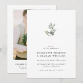 Elegant Eucalyptus Photo Wedding Kaart (Voorkant / Achterkant)