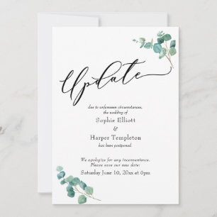 Elegant Eucalyptus Postpond Mariage Carte de mise 