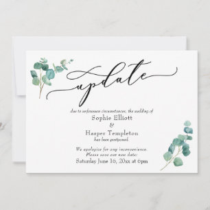 Elegant Eucalyptus Postpond Mariage Carte de mise 
