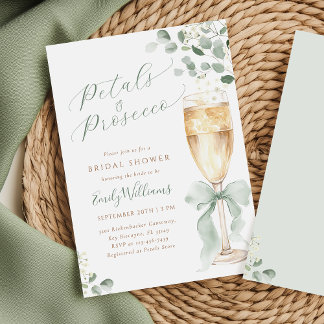 Elegant Eucalyptus Prosecco Bridal Shower Kaart