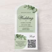 Elégant Eucalyptus QR Code Tout en une invitation (À l'intérieur)