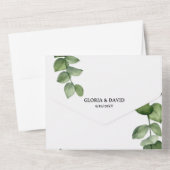 Elégant Eucalyptus QR Code Tout en une invitation (Verso)