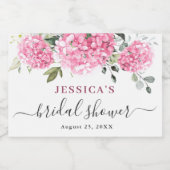 Elegant Eucalyptus Roze Hydrangea Vrijgezellenfees Sparkling Wijnetiket (Enkel label)