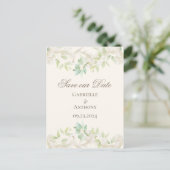 Elegant Eucalyptus Rustic Save the Date Briefkaart (Staand voorkant)