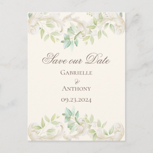 Elegant Eucalyptus Rustic Save the Date Briefkaart (Voorkant)