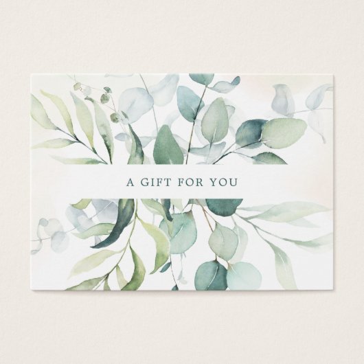 Elegant Eucalyptus Rustige Cadeaubon Visitekaartje (Voorkant)