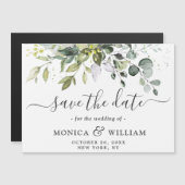 Elegant Eucalyptus Save the Date Magnetic Card (Voorkant / Achterkant)