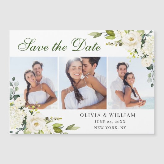 Elegant Eucalyptus Save the Date Magnetic Card (Voorkant)