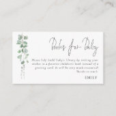 Elegant Eucalyptus Script Books for Baby shower Informatiekaartje (Voorkant)