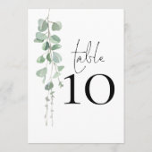 Élégant Eucalyptus Script Mariage Numéro de table (Dos)