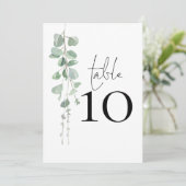 Élégant Eucalyptus Script Mariage Numéro de table (Debout devant)