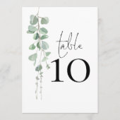 Élégant Eucalyptus Script Mariage Numéro de table (Devant)