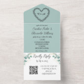 Elegant Eucalyptus Script Moderne RSVP QR Code All In One Uitnodiging (Binnen)