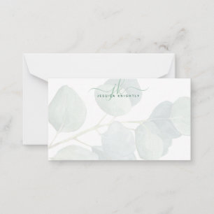 Elegant Eucalyptus Script Monogram Initialen Notitiekaartje