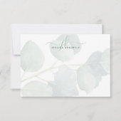 Elegant Eucalyptus Script Monogram Notitiekaartje (Voorkant)