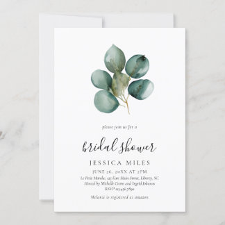 Elegant Eucalyptus Script-Vrijgezellenfeest Kaart