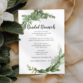 Elégant Eucalyptus Simple Bridal Brunch Menu