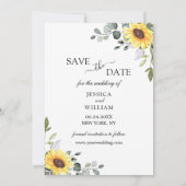 Elegant Eucalyptus Sunflower FOTO Weddenschap Save The Date (Achterkant)