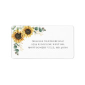 Elegant Eucalyptus Sunflower Modern Adres Etiket (Voorkant)