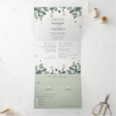 Élégant Eucalyptus tout en un Mariage Tri-Fold Inv (Intérieur)