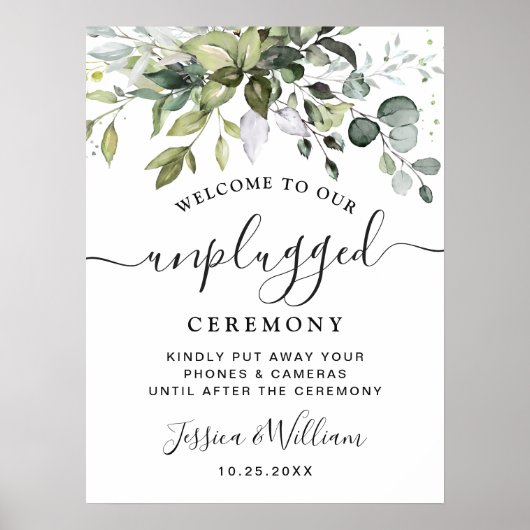 Elegant Eucalyptus Unplugged Wedding Ceremony Poster (Voorkant)