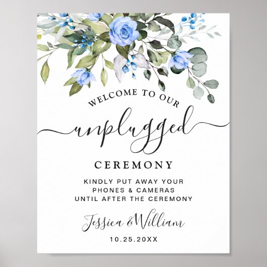 Elegant Eucalyptus Unplugged Wedding Ceremony Poster (Voorkant)