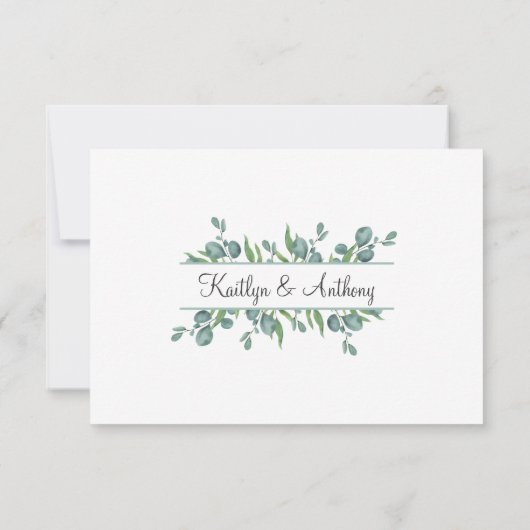 Elégant Eucalyptus Verdure Feuilles mariage RSVP (Dos)