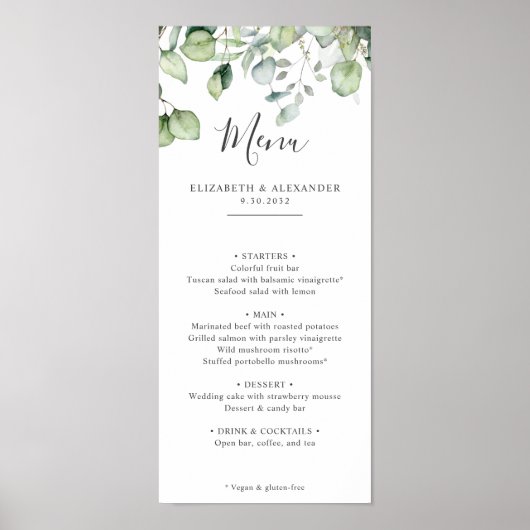 Elegant eucalyptus verlaat een groen, eenvoudig hu poster (Voorkant)
