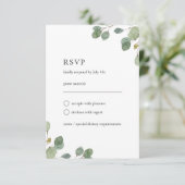 Elegant Eucalyptus verlaat Waterverf bruiloft RSVP Kaartje (Staand voorkant)