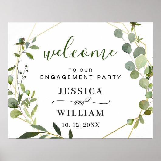 Elegant Eucalyptus VERLOVINGSFEEST Welkomstbord Poster (Voorkant)