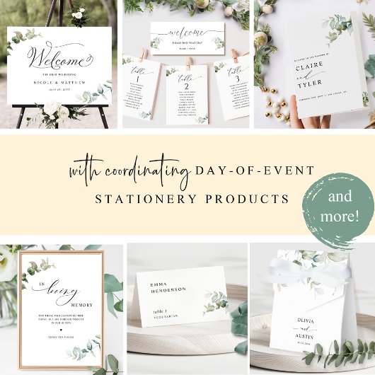 Elégant Eucalyptus Vert Mariage Cartes de Place