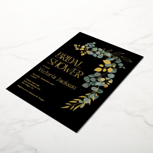 Elegant Eucalyptus Vrijgezellenfeest Folie Uitnodiging (Gedraaid)