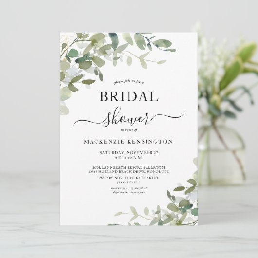 Elegant Eucalyptus Vrijgezellenfeest Kaart (Staand voorkant)