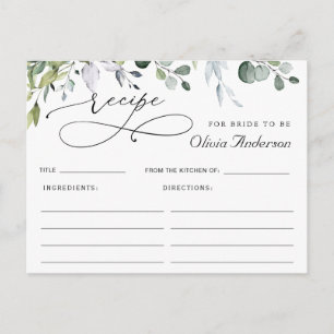 Elegant Eucalyptus Vrijgezellenfeest Recipcard Briefkaart
