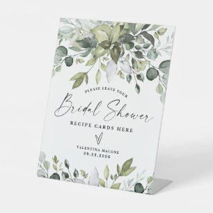 Elegant Eucalyptus Vrijgezellenfeest Recipe Cards Reclamebord Met Voetstuk