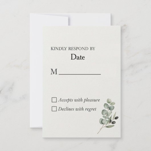 Elégant Eucalyptus Watercolor Wedding Carte RSVP (Devant)