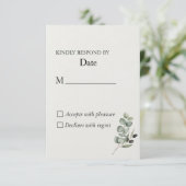 Elégant Eucalyptus Watercolor Wedding Carte RSVP (Debout devant)