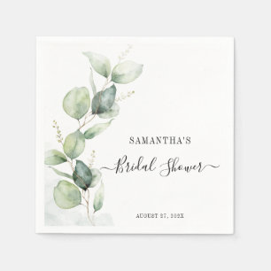 Elegant Eucalyptus Waterverf Bruiloftsborrel Papie Servet