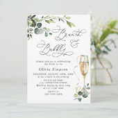 Elegant Eucalyptus Waterverf Brunch & Bubble Kaart (Staand voorkant)