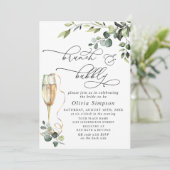 Elegant Eucalyptus Waterverf Brunch & Bubble Kaart (Staand voorkant)