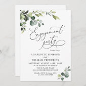 Elegant Eucalyptus Waterverf ENGAGTY Kaart (Voorkant / Achterkant)