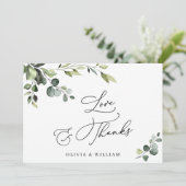 Elegant Eucalyptus Waterverf Floral Bedankkaart (Staand voorkant)