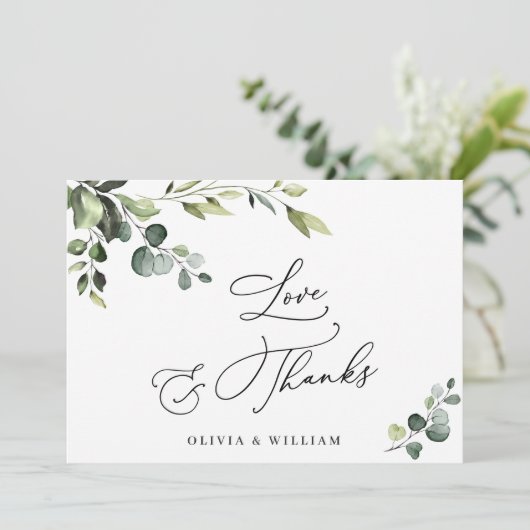 Elegant Eucalyptus Waterverf Floral Bedankkaart (Staand voorkant)