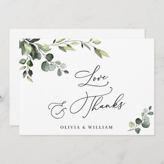 Elegant Eucalyptus Waterverf Floral Bedankkaart (Voorkant / Achterkant)