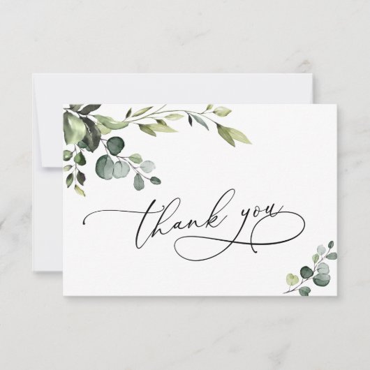 Elegant Eucalyptus Waterverf Floral Bedankkaart (Voorkant)
