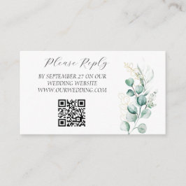 Elegant Eucalyptus Waterverf Greenery Wedding Informatiekaartje