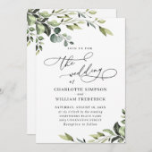 Elegant Eucalyptus Waterverf Greenery Wedding Kaart (Voorkant / Achterkant)